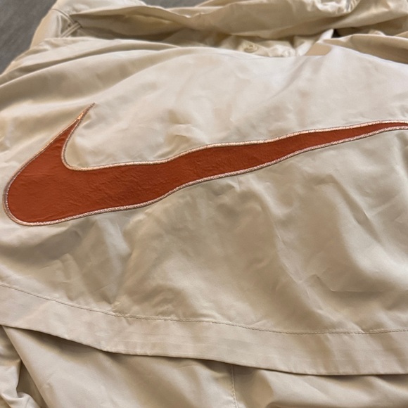 NEW Nike Beige Long Trench Coat with Orange Swoosh - Picture 14 of 16